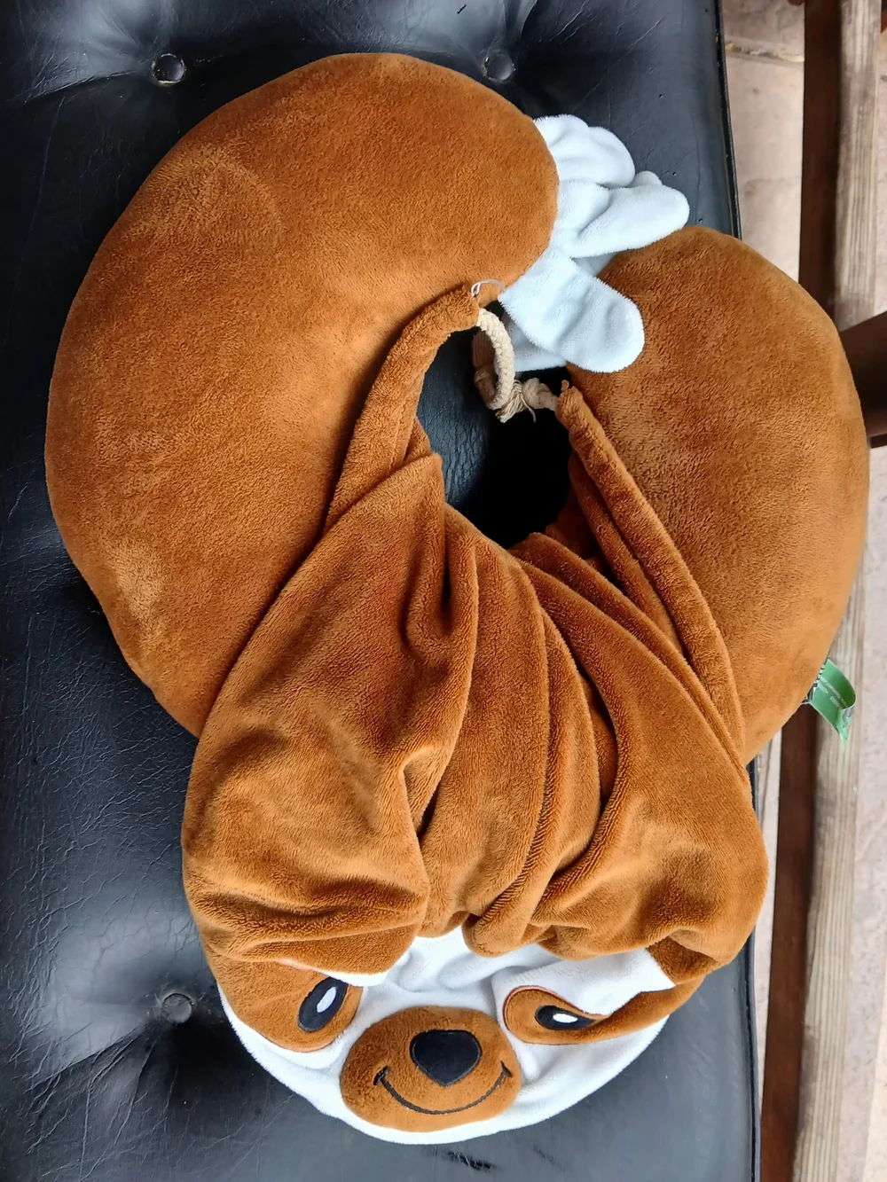 Cozy Sloth Plush Hooded Blanket - Brown & White